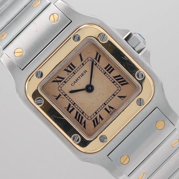 Cartier Santos Galbée Quartz 24mm White Roman Numeral Two-Tone Watch 1057930